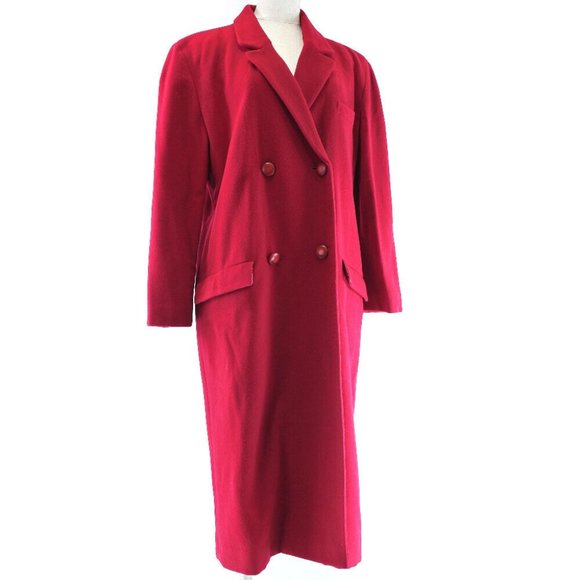 BALLY P01525 No. 9 Long coat Stainless collar coat Red wool/Ka Stains Women